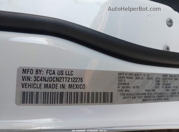 3C4NJDCN2TT212276 2026 JEEP COMPASS Белый Вид подкапотного пространства