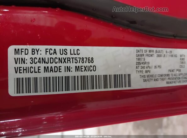 3C4NJDCNXRT578768 2024 JEEP COMPASS Red Widok komory silnika