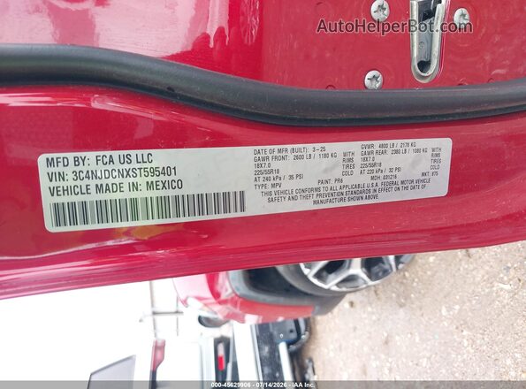 3C4NJDCNXST595401 2025 JEEP COMPASS Red Vista del compartimento del motor