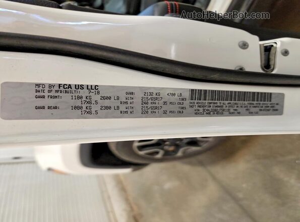 3C4NJDDB2JT501191 2018 JEEP COMPASS White VIN კოდის სტიკერის ხედი