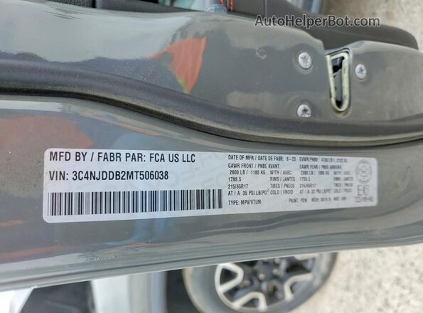 3C4NJDDB2MT506038 2021 JEEP COMPASS Gray სალონის 360-გრადუსიანი ხედი