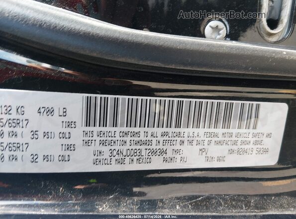 3C4NJDDB3LT200304 2020 JEEP COMPASS Black Вид підкапотного простору