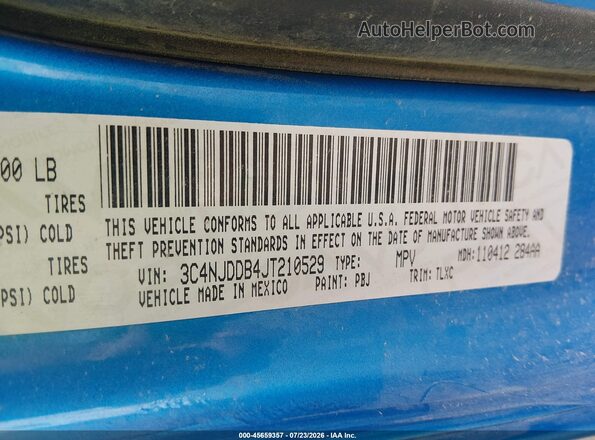 3C4NJDDB4JT210529 2018 JEEP COMPASS Blue Вид підкапотного простору