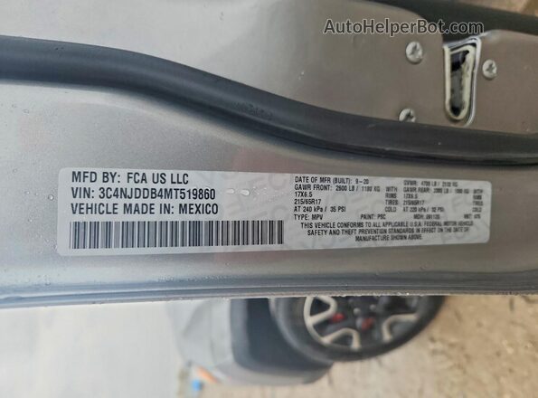 3C4NJDDB4MT519860 2021 JEEP COMPASS Silver Engine compartment view