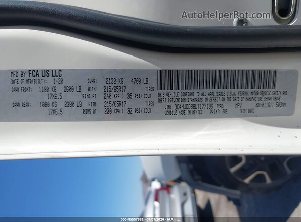 3C4NJDDB8LT177196 2020 JEEP COMPASS White Vista del compartimento del motor
