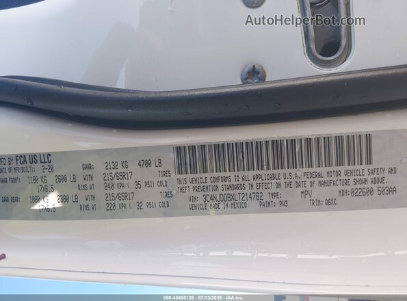 3C4NJDDBXLT214782 2020 JEEP COMPASS Белый Вид подкапотного пространства