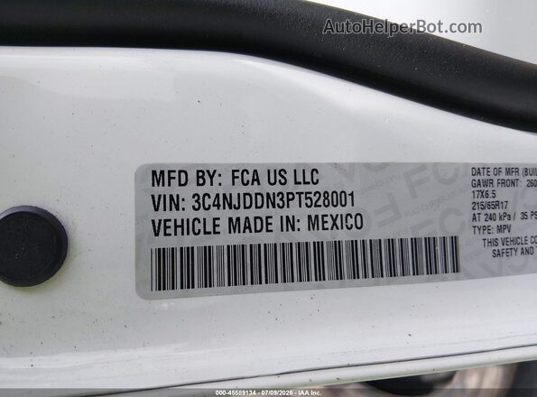 3C4NJDDN3PT528001 2023 JEEP COMPASS White Widok komory silnika
