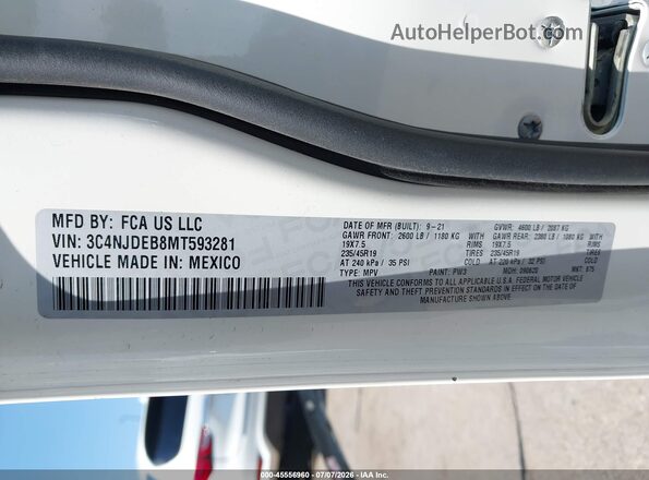 3C4NJDEB8MT593281 2021 JEEP COMPASS White Widok komory silnika