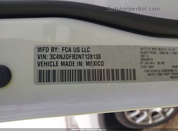 3C4NJDFB2NT128138 2022 JEEP COMPASS White Вид підкапотного простору