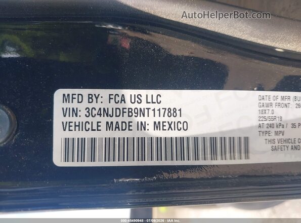 3C4NJDFB9NT117881 2022 JEEP COMPASS Black ძრავის განყოფილების ხედი