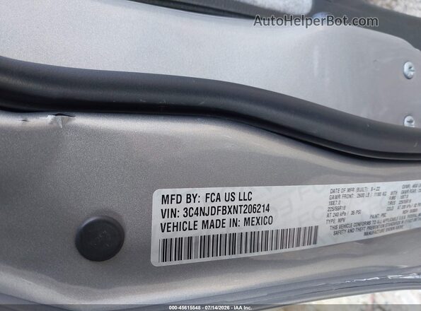 3C4NJDFBXNT206214 2022 JEEP COMPASS Gray Vista del compartimento del motor