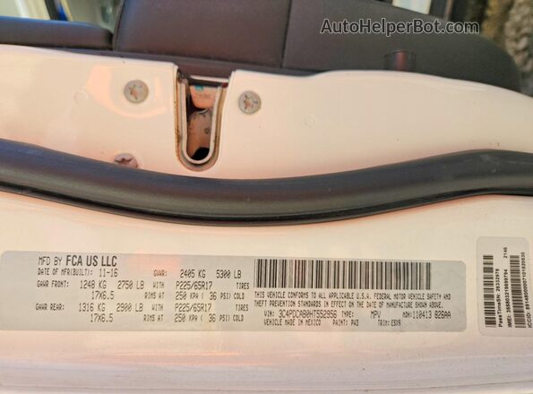 3C4PDCAB0HT552956 2017 DODGE JOURNEY White Vista interior de 360 grados