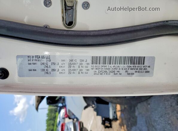3C4PDCAB0LT202249 2020 DODGE JOURNEY White Вид наклейки з VIN-кодом