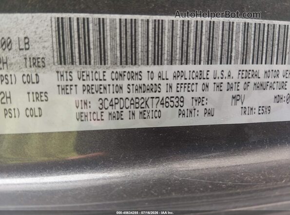 3C4PDCAB2KT746539 2019 DODGE JOURNEY Серый Вид подкапотного пространства