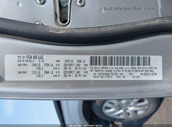 3C4PDCAB2KT797376 2019 DODGE JOURNEY Silver Widok komory silnika