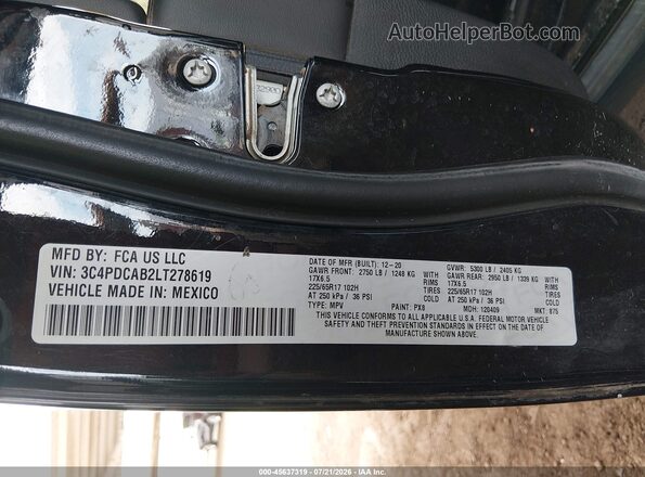 3C4PDCAB2LT278619 2020 DODGE JOURNEY Black Вид підкапотного простору