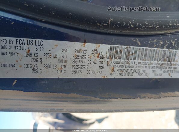 3C4PDCAB3JT384378 2018 DODGE JOURNEY Синий Вид подкапотного пространства