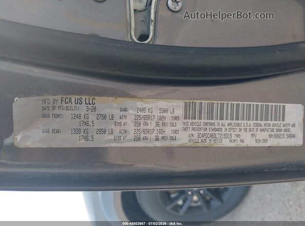 3C4PDCAB3LT219319 2020 DODGE JOURNEY Gray Vista del compartimento del motor