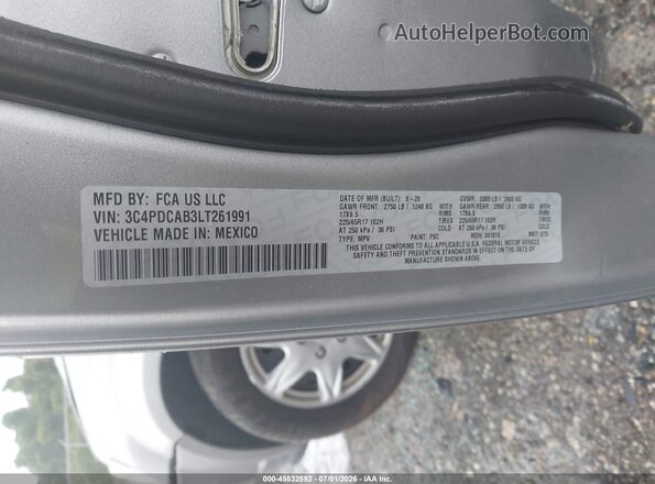 3C4PDCAB3LT261991 2020 DODGE JOURNEY Silver Вид підкапотного простору