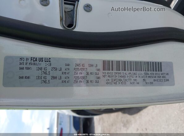 3C4PDCAB4JT241777 2018 DODGE JOURNEY White Engine compartment view