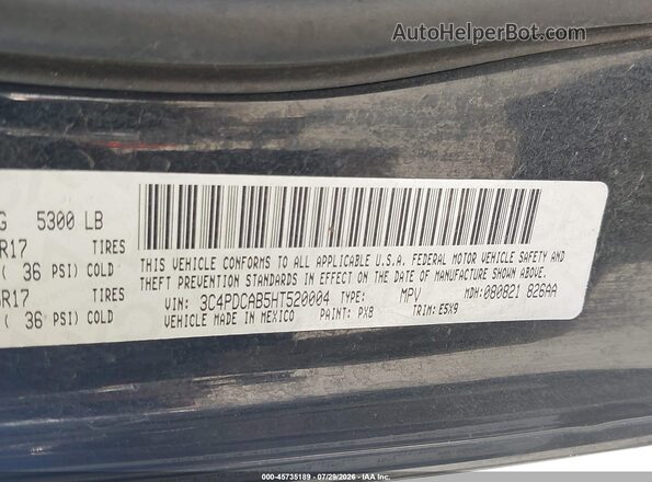 3C4PDCAB5HT520004 2017 DODGE JOURNEY Черный Вид подкапотного пространства