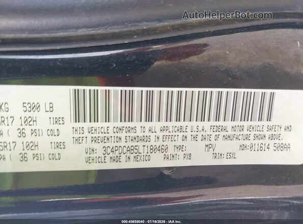 3C4PDCAB5LT180460 2020 DODGE JOURNEY Black Շարժիչի բաժամունքի տեսք