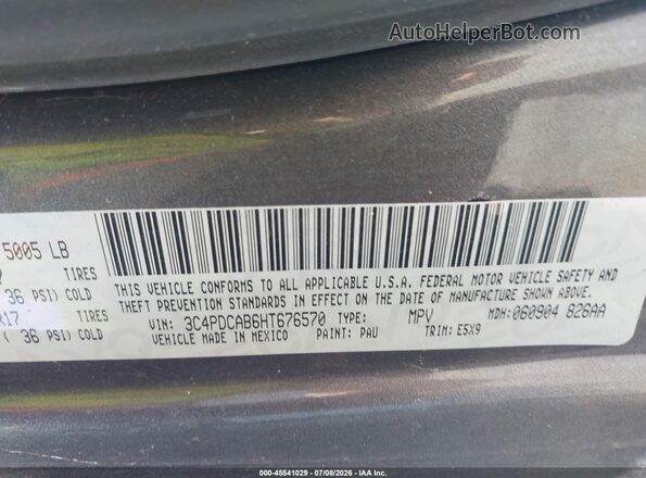 3C4PDCAB6HT676570 2017 DODGE JOURNEY Gray ძრავის განყოფილების ხედი