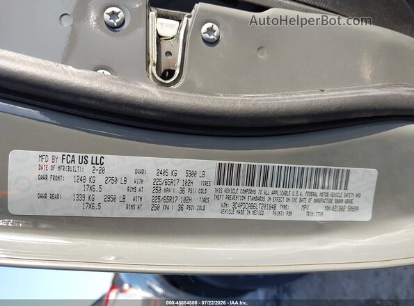 3C4PDCAB6LT201848 2020 DODGE JOURNEY Gray Вид підкапотного простору