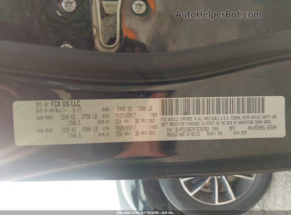 3C4PDCAB7HT670762 2017 DODGE JOURNEY Black Widok komory silnika