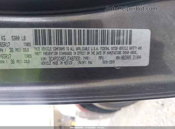 3C4PDCAB7JT497931 2018 DODGE JOURNEY Gray Շարժիչի բաժամունքի տեսք