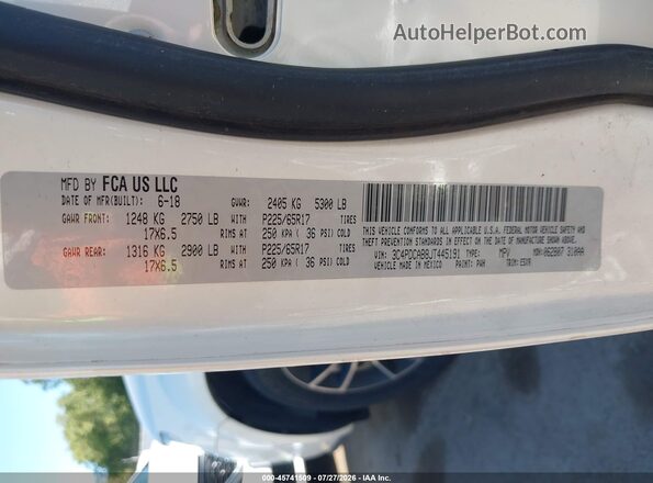 3C4PDCAB8JT445191 2018 DODGE JOURNEY White Вид підкапотного простору