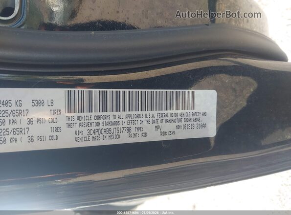 3C4PDCAB9JT517788 2018 DODGE JOURNEY Black Vista del compartimento del motor