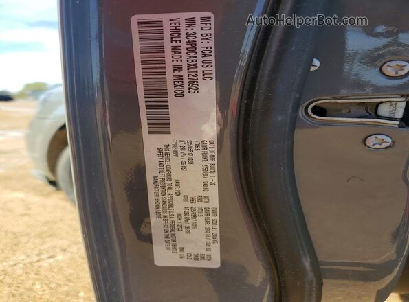 3C4PDCABXLT276925 2020 DODGE JOURNEY Gray VIN კოდის სტიკერის ხედი