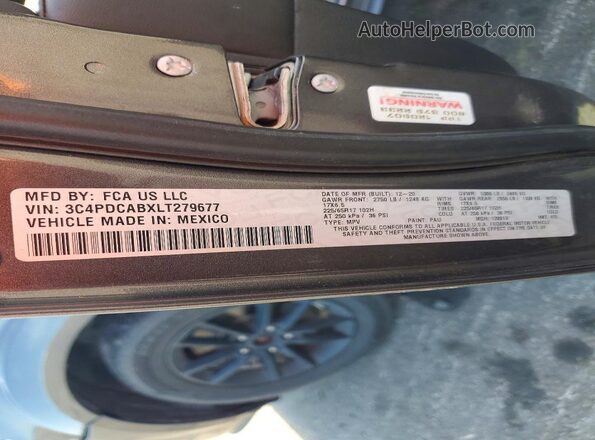 3C4PDCABXLT279677 2020 DODGE JOURNEY Серый Вид подкапотного пространства
