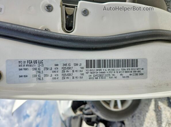 3C4PDCBB2GT191579 2016 DODGE JOURNEY White VIN sticker view