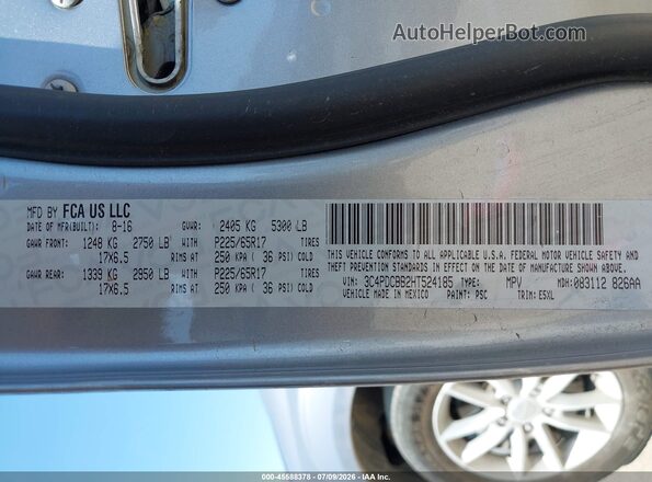 3C4PDCBB2HT524185 2017 DODGE JOURNEY Silver Vista del compartimento del motor