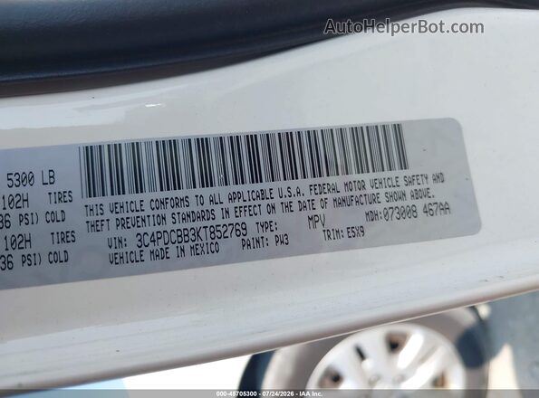 3C4PDCBB3KT852769 2019 DODGE JOURNEY White Շարժիչի բաժամունքի տեսք