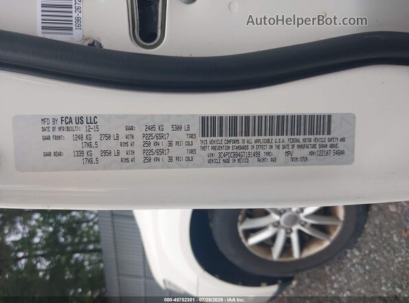3C4PDCBB4GT191499 2016 DODGE JOURNEY White Vista del compartimento del motor