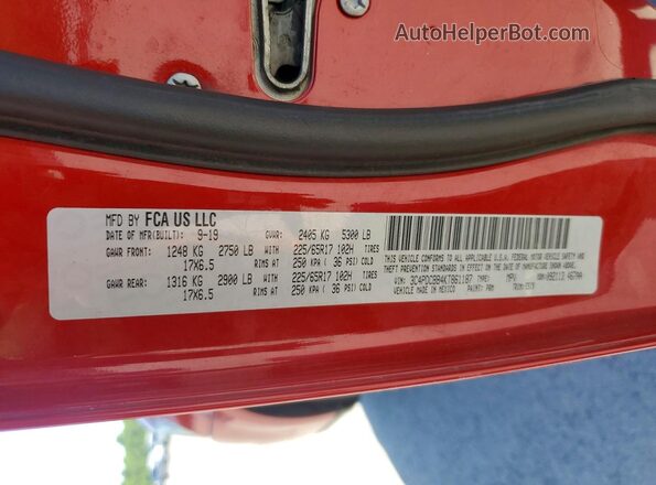 3C4PDCBB4KT861187 2019 DODGE JOURNEY Red Widok naklejki z numerem VIN