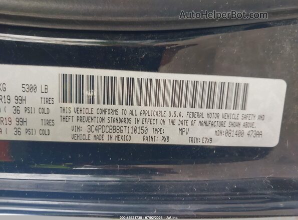3C4PDCBB8GT110150 2016 DODGE JOURNEY Black ძრავის განყოფილების ხედი