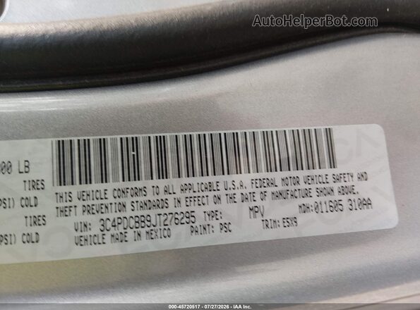 3C4PDCBB9JT276295 2018 DODGE JOURNEY Silver Vista del compartimento del motor