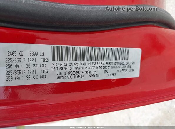 3C4PDCBB9KT844658 2019 DODGE JOURNEY Red Вид підкапотного простору