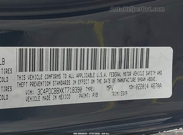 3C4PDCBBXKT718390 2019 DODGE JOURNEY Black Widok komory silnika