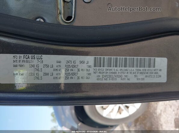 3C4PDCBG3JT476343 2018 DODGE JOURNEY Black Вид підкапотного простору