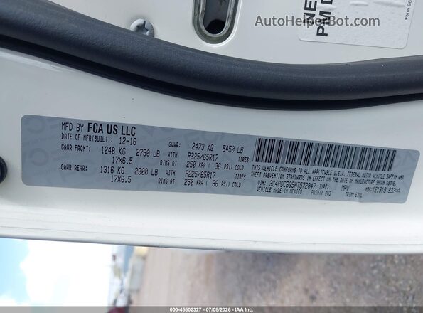 3C4PDCBG5HT572047 2017 DODGE JOURNEY White Շարժիչի բաժամունքի տեսք