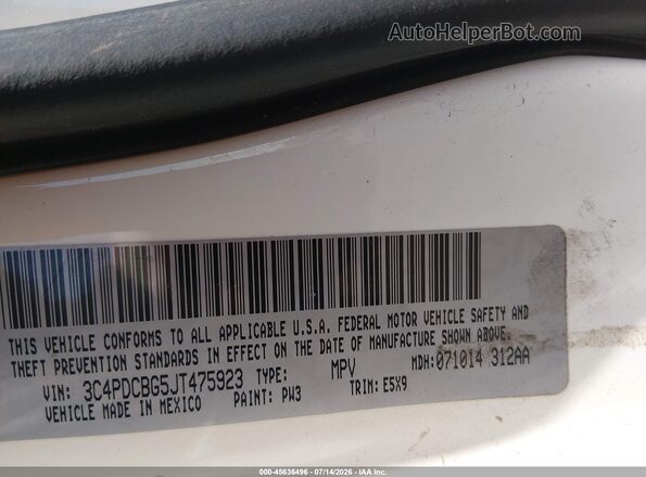 3C4PDCBG5JT475923 2018 DODGE JOURNEY Белый Вид подкапотного пространства