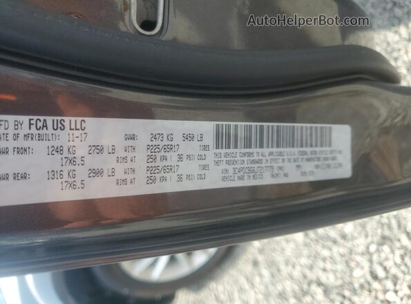 3C4PDCBG6JT217779 2018 DODGE JOURNEY Silver Vista de la etiqueta del VIN