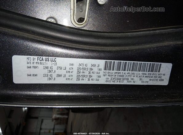 3C4PDCBG6KT687036 2019 DODGE JOURNEY Gray ძრავის განყოფილების ხედი