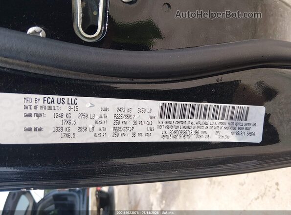 3C4PDCBG8GT131396 2016 DODGE JOURNEY Black Engine compartment view