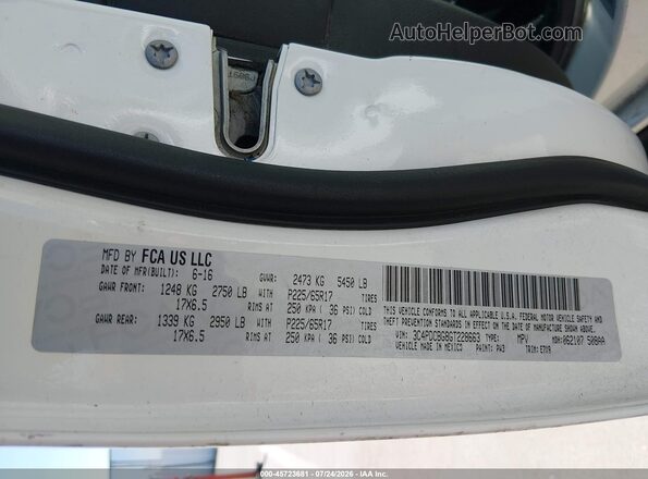 3C4PDCBG8GT228663 2016 DODGE JOURNEY White Շարժիչի բաժամունքի տեսք
